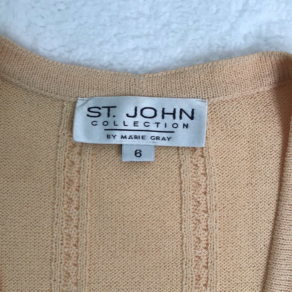 St. John Collection by Marie Gray Open Knit Cardigan Peach - Picture 4 of 6